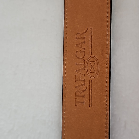 Trafaligar | Men's Embossed Brown Italian Calfskin Leather Belt Sz 36 - Picture 6 of 10